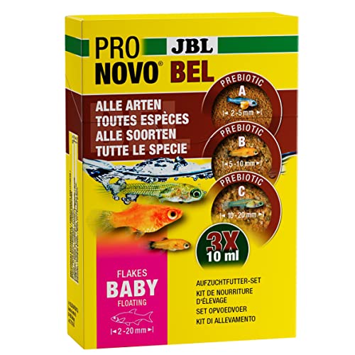 JBL PRONOVO BEL FLAKES BABY Aufzuchtfutter-Set fÃ¼r Jungfische von LebendgebÃ¤renden Fischfutter-Flocken 3 x 10 ml