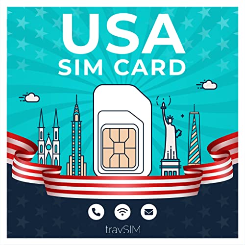 travSIM Prepaid USA SIM Karte 6GB Mobile Daten mit 4G 5G Geschwindigkeit Unbegrenzte Anrufe und Texte in der USA Die US SIM Karte funktioniert mit iOS- und Android-Geräten Gültig für 30 Tage