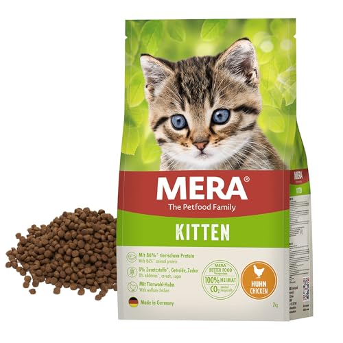 MERA Cats Kitten Huhn Trockenfutter für heranwachsende Katzen und Kätzchen getreidefrei nachhaltig Katzentrockenfutter mit hohem Fleischanteil 2 kg