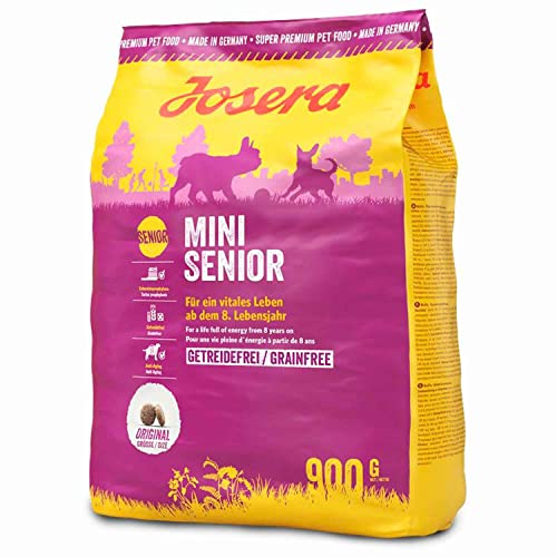 Josera - Dog Food - 900g - Mini Senior - Salmon - Small Senior Pets - Grain Free - Provides Vitality - Denture Aid