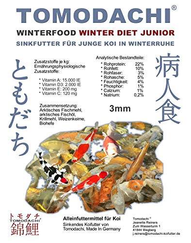 Winterfutter Koi Futter Sinkfutter kleine Fische Energiefutter Junge Koi im Winter Tomodachi Koifutter 3mm oder 5mm sinkende Koipellets 1kg 3mm