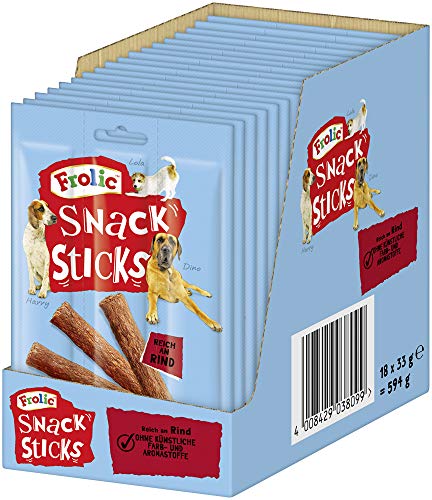 Frolic Hundesnacks Hundeleckerli Fleisch Sticks mit Rind 54 Sticks 18 x 3 Sticks 33 g 18er Pack