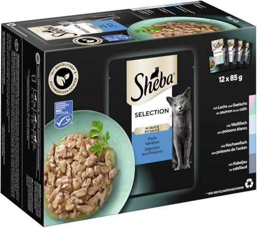 SHEBA Portionsbeutel Multipack Selection in Sauce Fisch Variation MSC 1 x 12x85g