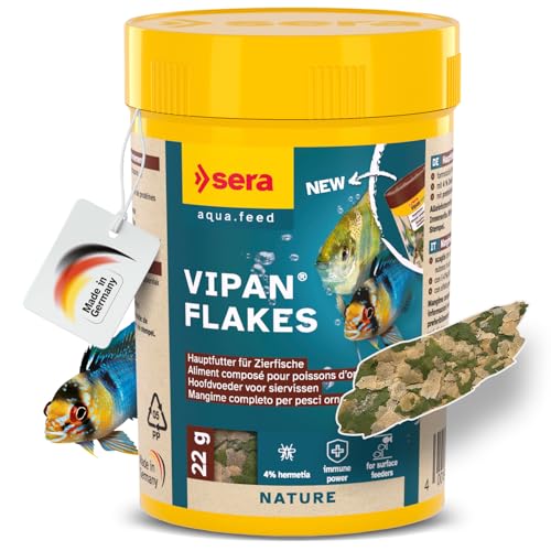  Vipan Flakes 100 22g Fischfutter für Flockenfutter Fischfutter Flocken 4% Insektenmehl Naturnahe Ernährung Fördert Gesundes Wachstum