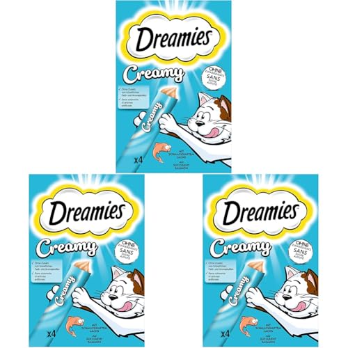 DREAMIES Creamy Snack mit Lachs 1 x 4x10g Packung mit 3