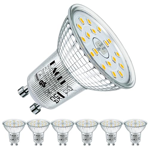 EACLL GU10 LED 4000K 6W Ersetzt 100W Halogen Leuchtmittel 6er-Pack. Neutralweiss 735 Lumen Birnen AC 230V Flimmerfrei Strahler Abstrahlwinkel 120 Spot Nicht Dimmbar Reflektorlampen