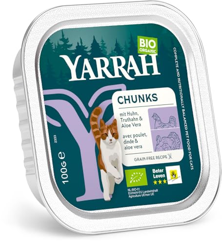 Yarrah Bio Katze Schale Bröckchen getreidefrei Huhn Truthahn 6 x 100 g