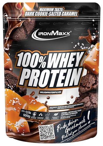 IronMaxx 100% 500g   Dark Cookie Salted Caramel   High mit BCAAs und EAAs für Muskeltraining und Fitness