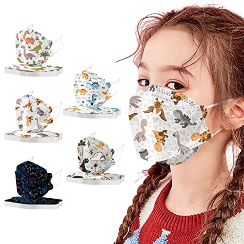 AMDOLE 50 Stück Fisch-Form Mundschutz Kinder Einweg Cartoon Maske Schutz mit Motiv Mund Und Nasenschutz 3D 4-Lagige Atmungsaktiv Bandana Staubdicht Geruchlos Schals für Jungen Mädchen