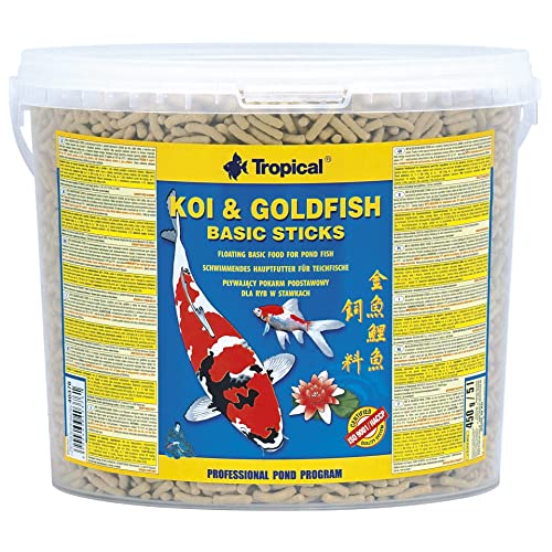 KOI Goldfish Basic Sticks 5L 430g - Teichfischfutter schwimmende Sticks für die tägliche Fütterung von Koi Goldfischen