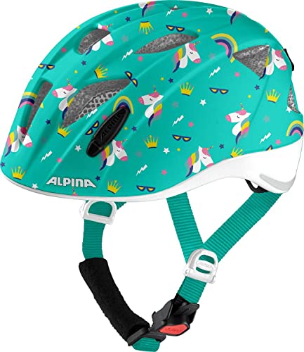 ALPINA XIMO FLASH - Beleuchteter Reflektierender Leichter Anpassbarer LED Fahrradhelm Für Kinder unicorn gloss 49-54 cm