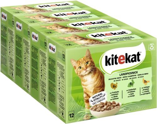 KITEKAT Portionsbeutel Multipack Landpicknick in Sauce 4x12x85g Katzenfutter Nassfutter