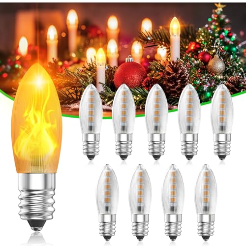 Lamptobe LED Glühbirne E10 0.3W Warmweiß 1800K LED Kerzen für Schwibbogen - AC 15V-55V Ersatzbirnen Glühbirne für Lichterkette und Schwippbögen Nicht Dimmbar 10 Stück