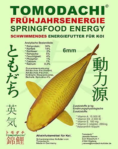 Spirulina Koifutter Frühjahrsfutter Koi Schwimmfutter Fische Energiefutter arktische Rohstoffe hochverdaulich bei Kälte Tomodachi Spirulinafutter für Koi 6mm 2kg