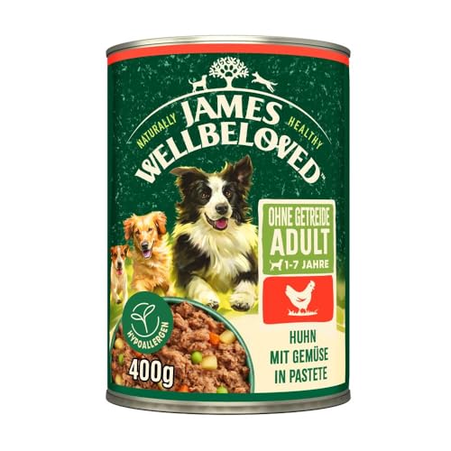 JAMES WELLBELOVED 6 x 400g Hund Dose Nassfutter ohne Getreide Huhn in Pastete