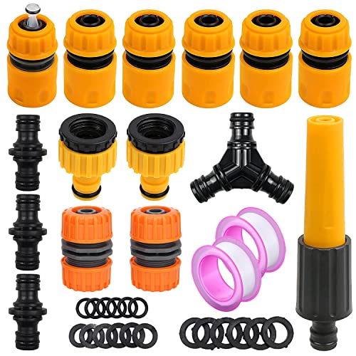 Miyobing Gartenschlauch Anschluss Set Schlauchverbinder 1 2 Zoll Verstärktes Hose Coupling Set Schlauchkupplung Zubehör Schnellverbindung Leckfrei für Gartenschlauch Wasserhahn mit Gewinde