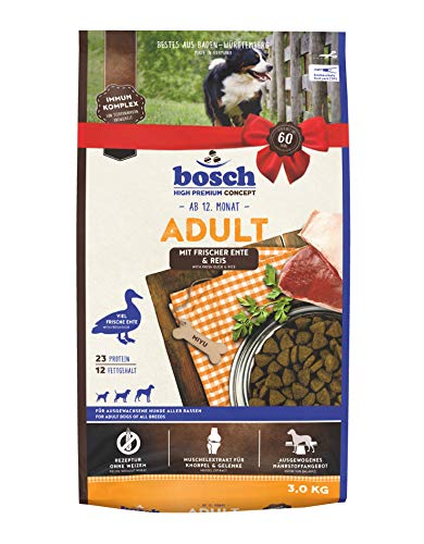 bosch HPC Adult mit Ente Reis Hundetrockenfutter für ausgewachsene Hunde aller Rassen 1 x 3 kg