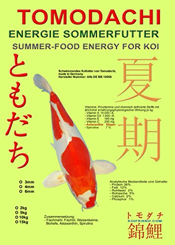 Sommerfutter für Koi energiereiches Farbfutter für Koi jeden Alters mit Astaxanthin und Spirulina für tolle Farben und überdurchschnittliches Wachstum der Koi 3mm schwimmende Koipellets 10kg Sack