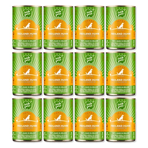 Irish Pure Premium 12x 390g Freiland Huhn Vitamine Getreidefrei Sensitiv mit Superfood Kelp Alge alle Rassen
