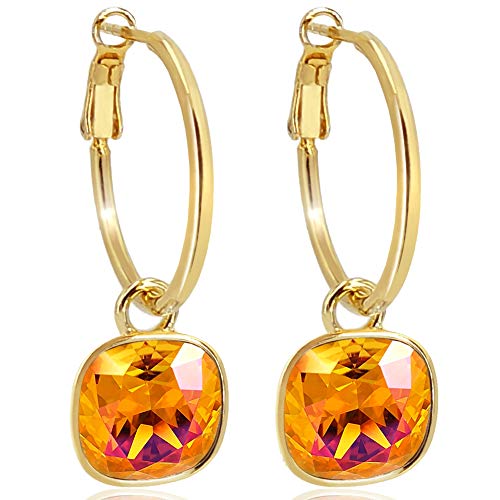 Gold Creolen Charm Swarovski Kristalle Astral Pink Ohrringe 925 Sterling Orange NOBEL SCHMUCK