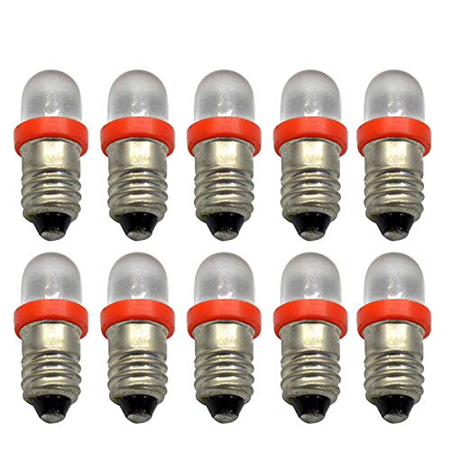 Ruiandsion LED-Taschenlampen-Leuchtmittel 6 V E10 Mini-Lampen weiß blau rot grün gelb E10-Sockel 10 Stück rot