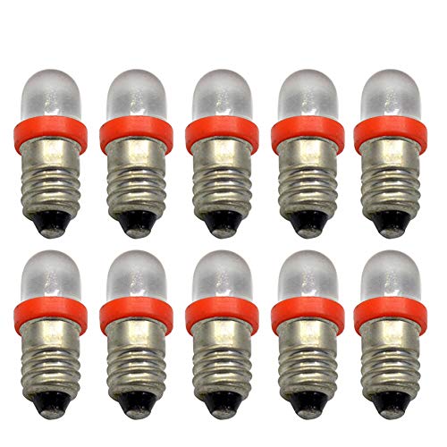 Ruiandsion LED-Taschenlampen 6 V E10 Mini-Lampen weiß blau rot grün gelb E10-Sockel 10 Stück rot