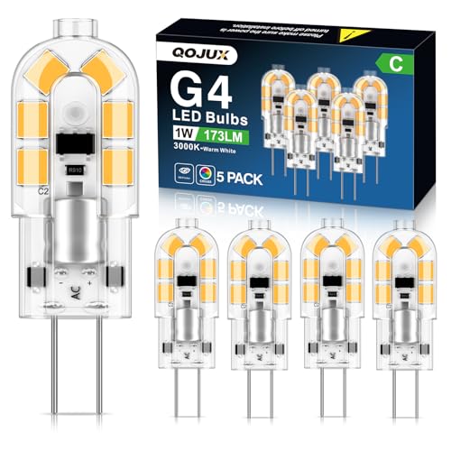 QOJUXß 1W 173LM Klasse C Ersatz für 15W Halogenlampen Stiftsockel 3000K Energiesparlampe Kein Flimmern 5er