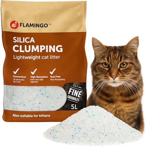 Flamingo Katzenstreu neutraler Duft Kohlegranulat 5 l für 6 Wochen Herkunft aus Kanada neutralisiert unangenehme Gerüche sanft für die Pfoten
