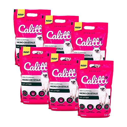 KAHU by CALITTI Micro Silikat Katzenstreu Premium Crystals Silikatstreu Saugstark Kiselgel Katzensand Staubfrei Klumpfrei 6er Pack 22 8L Feinheit Micro Crystals