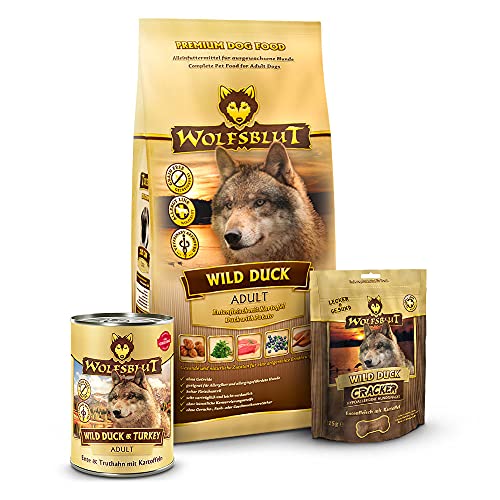 Wolfsblut - Wild Duck Trockenfutter Mixpaket 2 kg 395g 225g - Trockenfutter - Hundefutter - Getreidefrei - Probierpaket