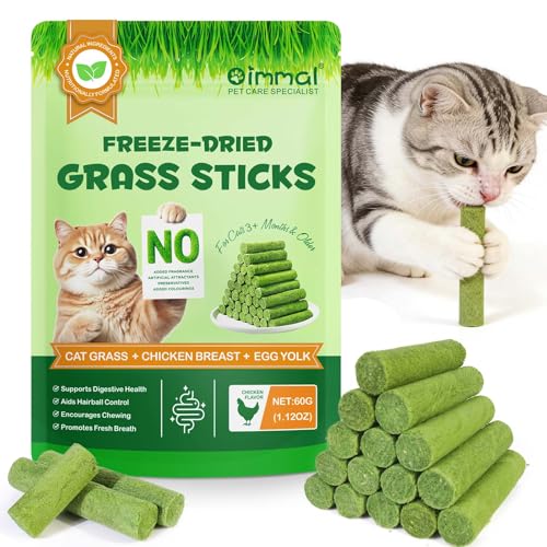 Katzengras Snack 60g Gefriergetrocknet Snacks für Katzen für die Zahnpflege und Haarknäuel Entfernen Natürlichem Hähnchengeschmack