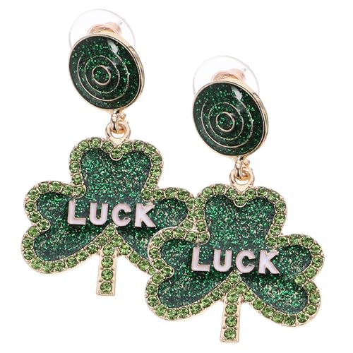 COLLBATH 1 Paar Ohrringe Dekorationen Kleeblatt Creolen Aus Sterlingsilber St Patrick S Day Medaillon Des Deckels Ohrringe Für Frauen Trendige Modeohrringe Für Frauen
