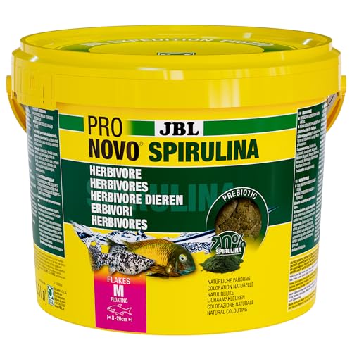 JBL PRONOVO SPIRULINA FLAKES Grünfutter für alle Aquarienfische von 8-20 cm Fischfutter-Flocken Größe M 5500 ml