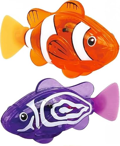 OIXYAZ 2PCS Robo Fish Elektronischer Haustier Schwimmen Roboter für Katzen Elektrisches Fischspielzeug Katze Interaktives Haustierspielzeug Schwimmen Baby Bad