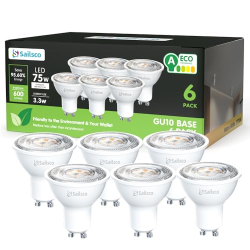 Sailsco Klasse A Warmweiss Lampe 3.3W 600LMß Spot Energiesparlampe 75Wühbirne Ersetzt Abstrahlwinkel 36 Birne 6 Stück