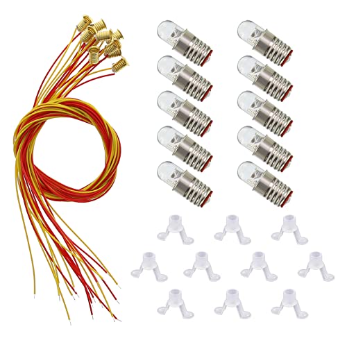 10Stk. Beleuchtungssockel komplett klein Leuchtmittel-Halterung led Birne lampen warm weiß E5 E5.5 H0 12-14v