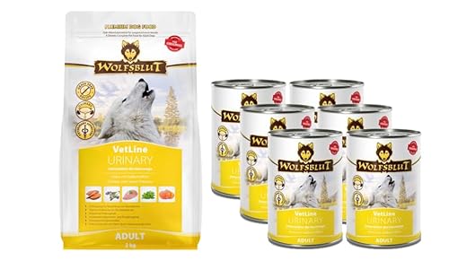 VetLine Urinary Bundle für Wolfsblut 6X 395g 1x 2kg Huhn m. Süßkartoffeln Zur Unterstützung der Harnwege Nass- Trockenfutter