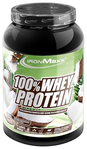 IronMaxx 100% Whey Protein Pulver 900g - Pistachio Coconut - Leckerer High Protein Shake 34g Eiweiß pro Portion Power Drink für intensives Muskel-Training Mit BCAAs und EAAs