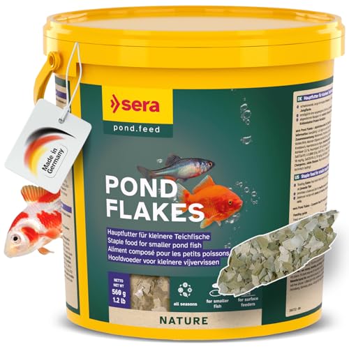 sera Pond Flakes 3 8 L 560g Hauptfutter für Teichfische ohne Farb- Konservierungsstoffe fördert Gesundheit Wachstum für Goldfische Bitterlinge Jungfische für sauberes Teichwasser