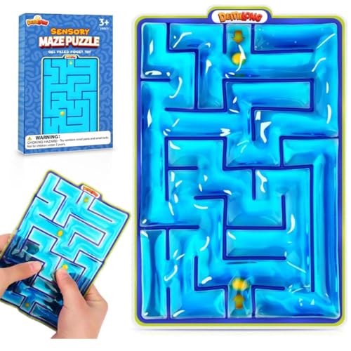 CEJAS 1 Stück Labyrinth Spiel Sensorik Spielzeug GelgefüLlte Anti Stress Autismus Spielzeug für Kinder Jugendliche Fidget Squishy Toy Anxiety Toys Beruhigend Bei Stress Angst Blau