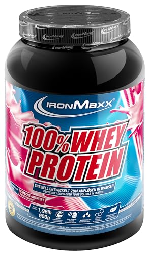 IronMaxx 100% Whey Protein Pulver - Kirsche Joghurt 900g Dose zuckerreduziertes wasserlösliches Eiweißpulver aus Molkenprotein viele verschiedene Geschmacksrichtungen