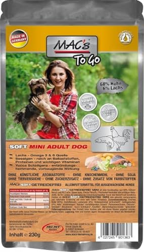 Mac s Dog Premium Halbnassfutter für Hunde Mini Huhn und Lachs 3 x 230 g