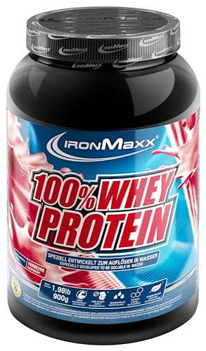 IronMaxx 100% Whey Protein Pulver - Himbeer 900g Dose zuckerreduziertes wasserlösliches Eiweißpulver aus Molkenprotein viele verschiedene Geschmacksrichtungen