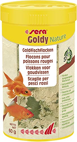 sera Goldy Nature 250 ml - Goldfischfutter für gesundes Wachstum prächtige Farben Fischfutter fürs Aquarium Flockenfutter mit hoher Futterverwertbarkeit und somit weniger Algen