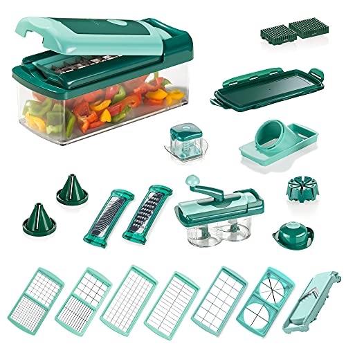 Genius Nicer Dicer Fusion Smart Set 28teilig Twist - Obst- und Gemüseschneider Gemüsehobel Zerkleinerer Zwiebelschneider Tomatenschneider manuell