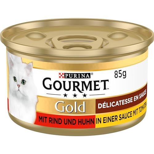 Gourmet PURINA GOURMET Gold D licatesse en Sauce Katzenfutter nass mit Rind und Huhn 12er Pack 12 x 85g