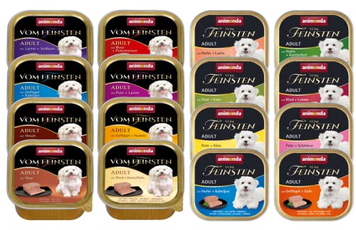 Animonda vom Feinsten Adult Mix 150g zu je 11 22 44 oder 66 Schalen erhältlich alle Sorten Große Auswahl von 16 Sorten Nassfutter für kleine Hunde 11