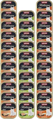 animonda Vom Feinsten Adult Feinschmecker Vielfalt 32x 100g Nassfutter für ausgewachsene Katzenfutter ohne Getreide Zucker unwiderstehlichem Schlemmerkern