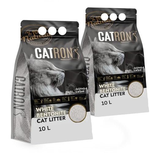 Vorteilspack 2 10 L Catron klumpende Katzenstreu Activated Carbon Bentonitstreu mit Aktivkohle extra Starke Geruchsbindung hohe Saugkraft staubarme Formel