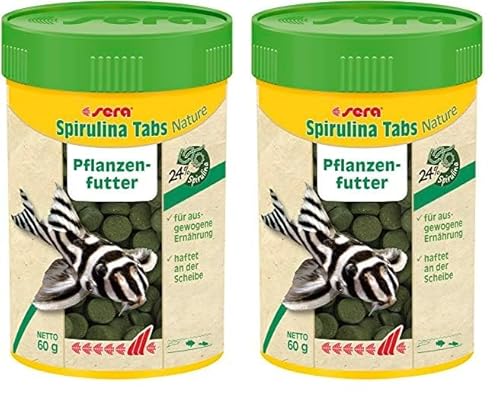 sera Spirulina Tabs Nature 2.1 oz. Veggie Food Without Dyes Preservatives Supports Healthy Digestion Liveliness Ideal for Herbivorous Fish Invertebrates in Fresh Marine Water